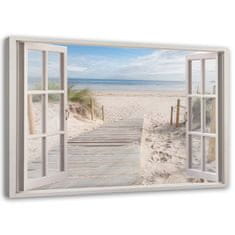 shumee Slika na platnu, Pogled skozi okno, pot do plaže - 100x70