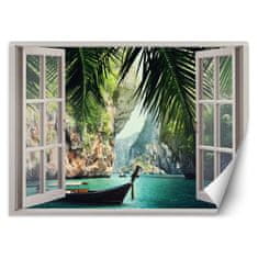 shumee Stenska slika, Pogled iz okna na tropsko plažo s palmami - 140x100