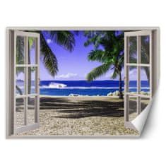 shumee Stenska poslikava, Okno s pogledom na tropsko plažo - 140x100