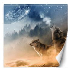 shumee Stenska poslikava, Wolf moon gozd v megli - 100x100