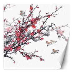 shumee Stenska poslikava, Ptice na veji češnjevega cveta - 100x100