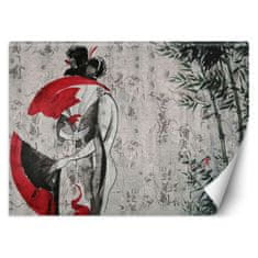 shumee Stenska poslikava, japonska gejša z abstrakcijo pahljače - 100x70