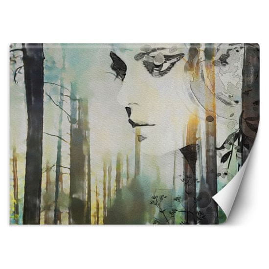 shumee Stenska slika, Pastelna abstrakcija ženska in gozd - 100x70