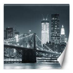 shumee Stenska poslikava Brooklyn Bridge ponoči New York črno-bela - 100x100