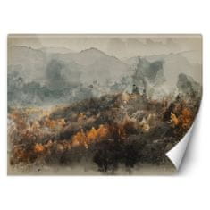 shumee Stenska poslikava, Jesenski gozd v megli, akvarelna abstrakcija - 150x105