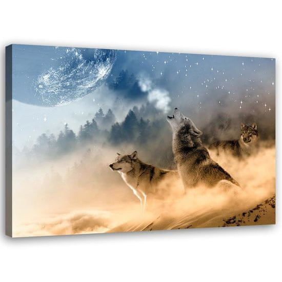 shumee Slika na platnu, Tuleči volkovi pokrajina - 120x80