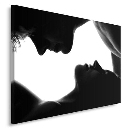 shumee Slika na platnu, Kiss Love Couple črno-bela - 100x70