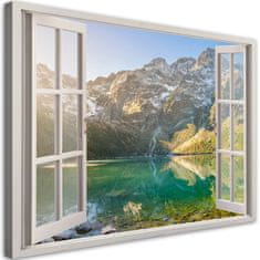 shumee Slika na platnu, Okno Jezero v gorah Narava - 60x40