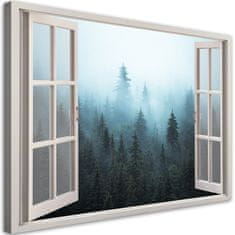 shumee Slika na platnu, pogled okno, gozd v megli, narava - 100x70