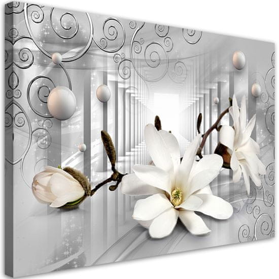 shumee Slika na platnu, Rože v tunelu in srebrne krogle 3D - 100x70