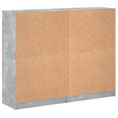 Vidaxl Knjižna omara z vrati betonsko siva 136x37x109 cm inž. les