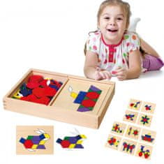 Viga Toys Leseni geometrijski mozaik Viga Toys Dienesa Puzzle Blocks 148 el Montessori