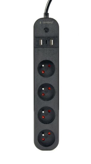 Gembird Smart Surge Protector Tuya 4xFR 2xUSB-A 1xUSB-C črna