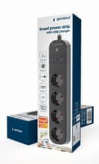 Gembird Smart Surge Protector Tuya 4xDE 2xUSB-A 1xUSB-C črna