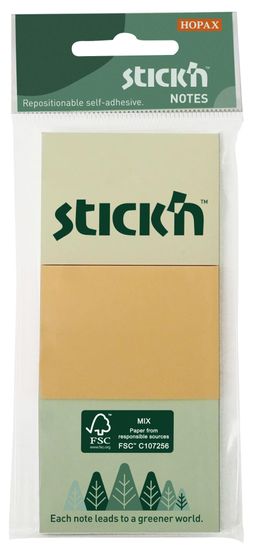 HOPAX Stick'n by Stick'n by FSC - 38 x 51 mm, 3x100 lističev, pastelna mešanica