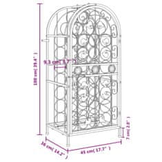 Vidaxl Vinsko stojalo za 33 steklenic črno 45x36x100 cm kovano železo