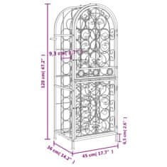 Vidaxl Vinsko stojalo za 41 steklenic črno 45x36x120 cm kovano železo