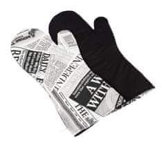 Rokavice za žar 2 kosa - 22x46 cm - časopisna črna, črna
