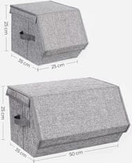Songmics škatla s pokrovom za shranjevanje, 3 kosi, siva