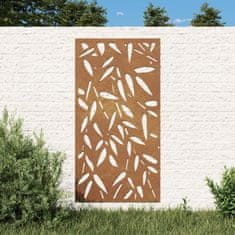 Vidaxl Vrtna stenska dekoracija 105x55 cm corten jeklo bambusovi listi