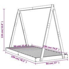 Vidaxl Otroški posteljni okvir črn 90x190 cm trdna borovina