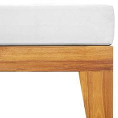 Vidaxl Sekcijski stolček za noge s kremno belo blazino akacijev les