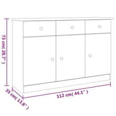 Vidaxl Komoda ALTA bela 112x35x73 cm trdna borovina