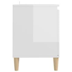 Vidaxl TV omarica in trdne lesene noge visok sijaj bela 103,5x35x50 cm