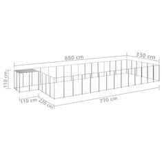 Vidaxl Pasji boks srebrn 26,62 m² jeklo