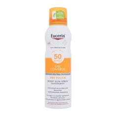 Eucerin Sun Oil Control Body Sun Spray Dry Touch SPF50 vodoodporen prozoren sprej za zaščito pred soncem za aknasto kožo 200 ml