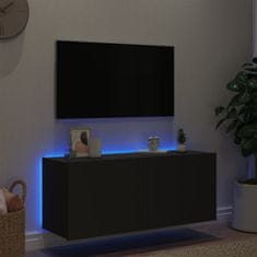 Vidaxl Stenska TV omarica z LED lučkami črna 100x35x41 cm