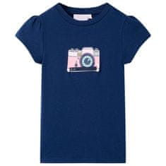 Vidaxl Otroška majica s kratkimi rokavi mornarsko modra 128