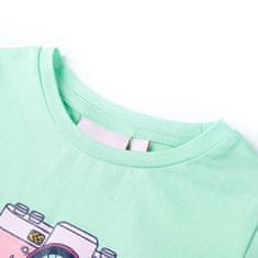 Vidaxl Otroška majica s kratkimi rokavi živo zelena 116