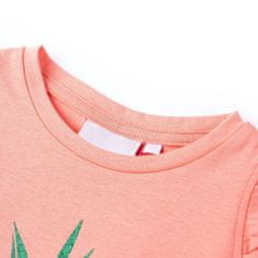 Vidaxl Otroška majica s kratkimi rokavi neon koralna 104