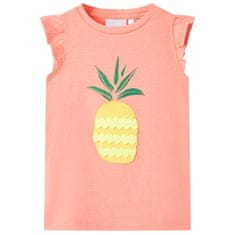 Vidaxl Otroška majica s kratkimi rokavi neon koralna 116