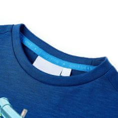 Vidaxl Otroška majica s kratkimi rokavi temno modra 116