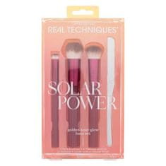 Real Techniques Solar Power Golden Hour Glow Base Set Set čopič 098 Small Conceal 1 kos + čopič 099 Expert Edge 1 kos + čopič 100 Soft Accent 1 kos + paletka za mešanje ličil Makeup Spatula 1 kos