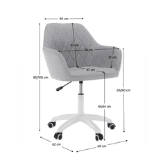 KONDELA Pisarniški stol, tkanina siva / bela, BOŽIČEK