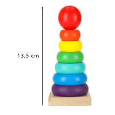 WOWO Rainbow Sorter Lesena zložljiva piramida - stolp 13 cm