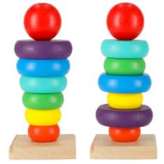 WOWO Rainbow Sorter Lesena zložljiva piramida - stolp 13 cm