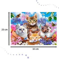 WOWO Puzzle za otroke - CASTORLAND Puzzle Kittens with Flowers - 120 kosov, za otroke 6+ let