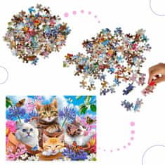 WOWO Puzzle za otroke - CASTORLAND Puzzle Kittens with Flowers - 120 kosov, za otroke 6+ let