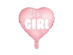 shumee Folija balon "It's a girl" za baby shower roza srček 48 cm