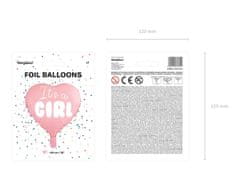 WOWO Balon iz roza folije Girl Pink Foil Balon Heart - It's a Girl, 48 cm