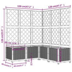 Vidaxl Cvetlično korito z oporno mrežo rjavo 120x120x136 cm PP