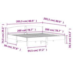 Greatstore Posteljni okvir z vzglavjem voščeno rjava 200x200 cm borovina