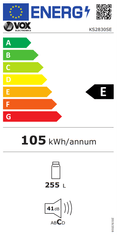 VOX electronics KS 2830 SE prostostoječi hladilnik, srebrn