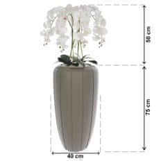 botle Bela umetna orhideja, kaskadni šopek v sivem loncu, višina približno 125 cm, gumijasto cvetje, 5 poganjkov, dekoracija za dom in pisarno