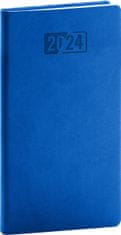 Dnevnik 2024: Aprint - modra, žepek, 9 × 15,5 cm