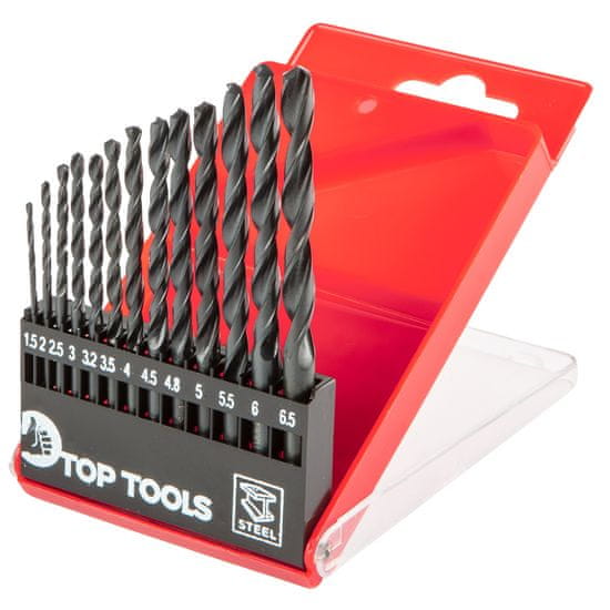 TOP TOOLS HSS svedri za kovino, 1,5-6,5 mm, komplet 13 kom